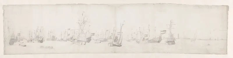 Het eskader van Van Wassenaer Obdam met zijn vlag op de Eendracht Wall Art by Willem van de Velde (II) - High-Resolution Digital Print