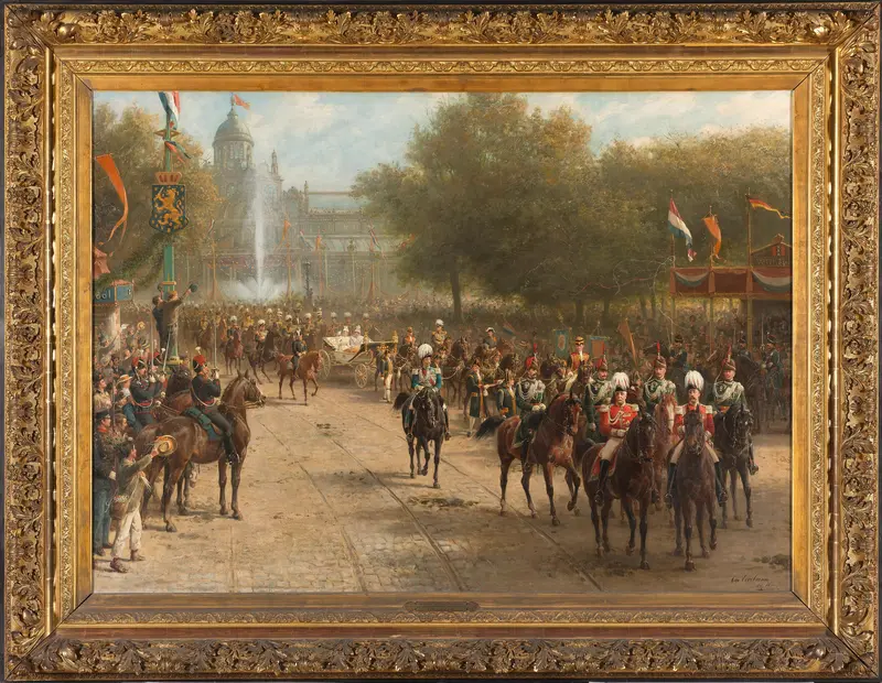 Het Frederiksplein te Amsterdam tijdens de intocht van koningin Wilhelmina, 5 september 1898 Wall Art by Otto Eerelman - High-Resolution Digital Print