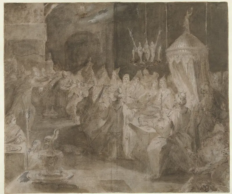 Het gastmaal van Belsassar Wall Art by Jan Harmensz. Muller - High-Resolution Digital Print