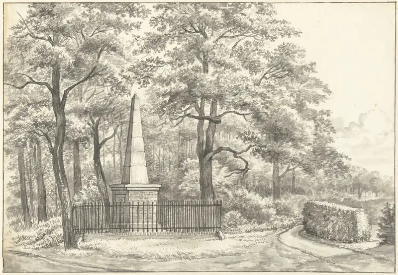 Het gedenkteken voor Witte van Haemstede, in 1817 opgericht door David Jacob van Lennep bij het Huis te Manpad in Heemstede Wall Art by Gerrit Lamberts - High-Resolution Digital Print