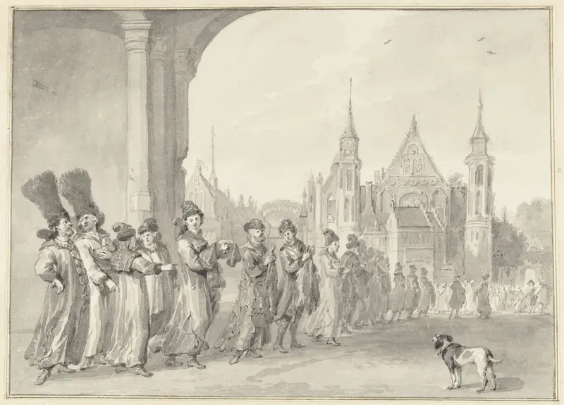 Het gezantschap van de Tsaar van Moskovië op weg naar de Statenvergadering in Den Haag, 4 november 1631 Wall Art by Aert Schouman - High-Resolution Digital Print