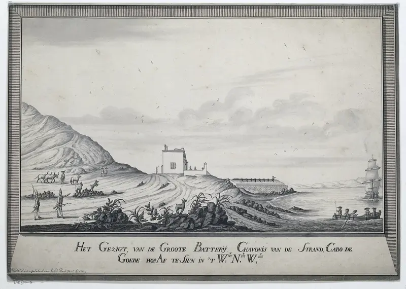 Het Gezigt van de Groote Battery Chavonis van de Strand, Capo de Goede hop Af te Sien in 't Wt., Nd., Wt. Wall Art by Unknown - High-Resolution Digital Print