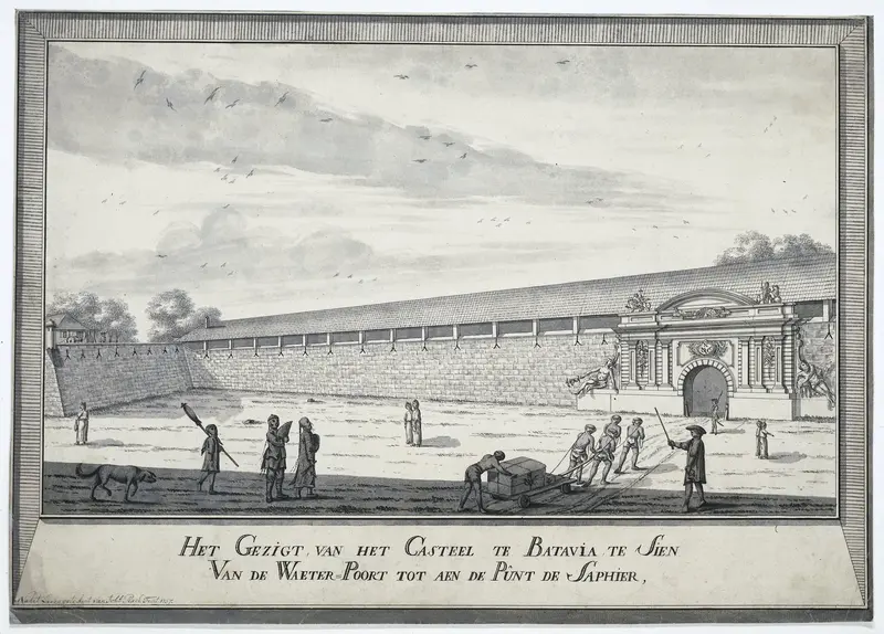Het Gezigt van het Casteel te Batavia te Sien van de Waeter-Poort tot aen de Punt de Saphier Wall Art by Unknown - High-Resolution Digital Print