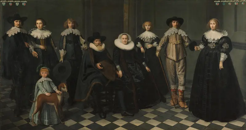 Het gezin van Dirck Bas Jacobsz, burgemeester van Amsterdam Wall Art by Dirck van Santvoort - High-Resolution Digital Print