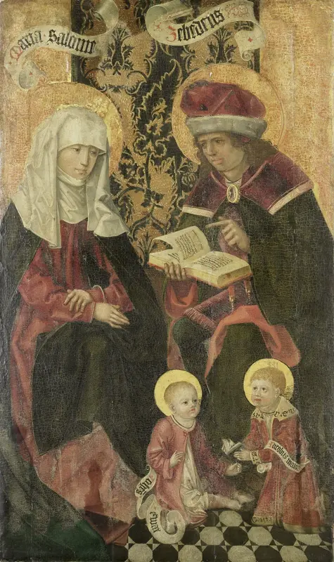 Het gezin van Zebedeus. In dorso restanten van de engel Gabriël van een verkondiging aan Maria ? Wall Art by anonymous - High-Resolution Digital Print
