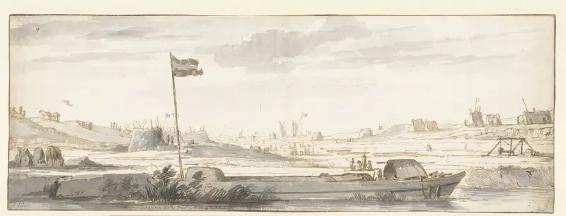 Het graven van het Mallegat buiten Dordrecht, 1648 Wall Art by Unknown - High-Resolution Digital Print