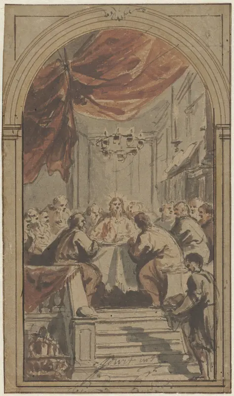 Het Heilig Avondmaal, voorgesteld in de opperzaal Wall Art by Jacob de Wit - High-Resolution Digital Print