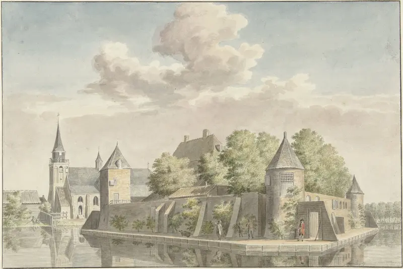 Het Hof van Putten en de kerk van Geervliet Wall Art by Unknown - High-Resolution Digital Print