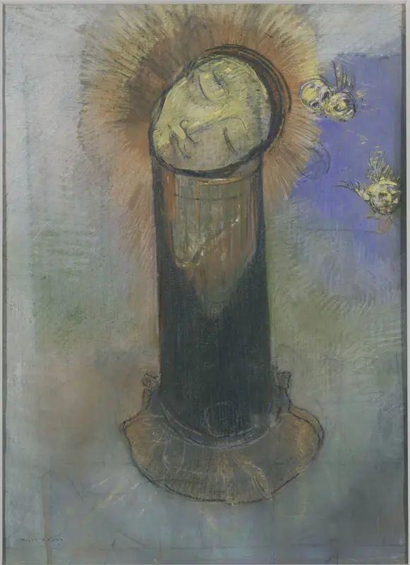 Het hoofd van Johannes de Doper, op een pilaar Wall Art by Odilon Redon - High-Resolution Digital Print