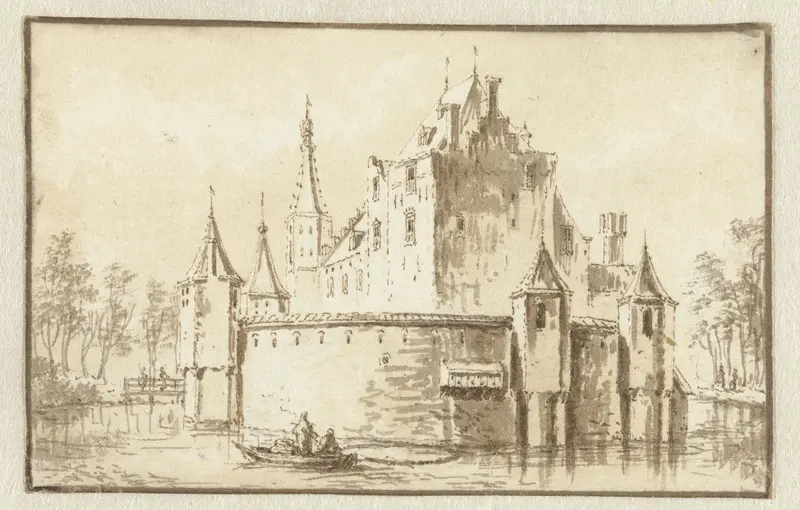 Het huis Ter Does bij Leiden, van links gezien Wall Art by Abraham Rademaker - High-Resolution Digital Print