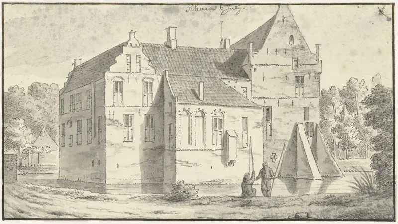 Het huis van Rhaen in Overijssel, vooraan twee hengelaars Wall Art by Abraham de Haen (II) - High-Resolution Digital Print