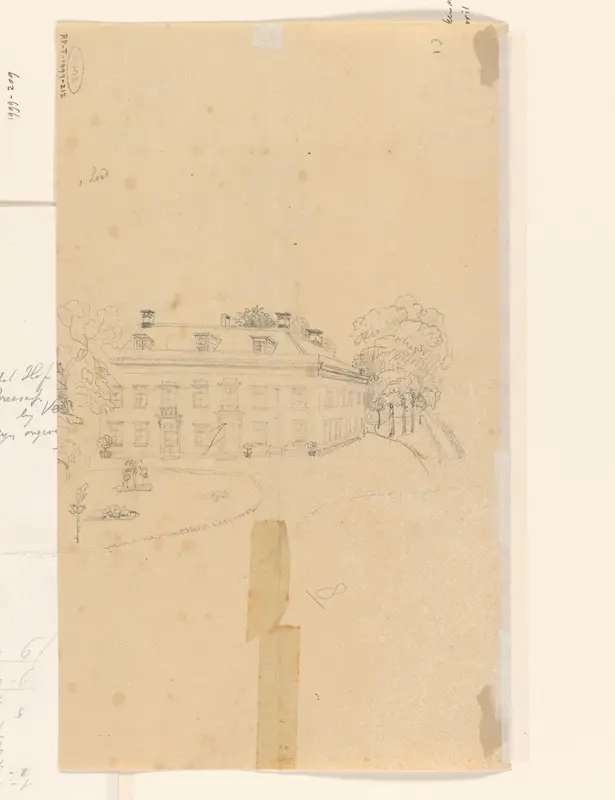 Het huis Vreedeoort van de tuinkant gezien (?) Wall Art by Adrianus Johannes Bik - High-Resolution Digital Print