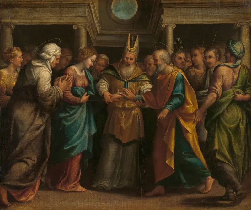 Het huwelijk van Maria met Jozef Wall Art by anonymous - High-Resolution Digital Print