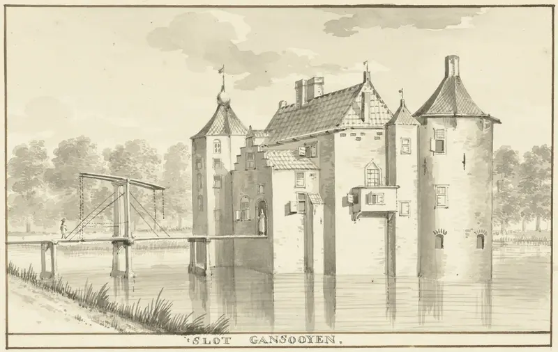 Het kasteel Gansoijen bij Drongelen Wall Art by Aert Schouman - High-Resolution Digital Print
