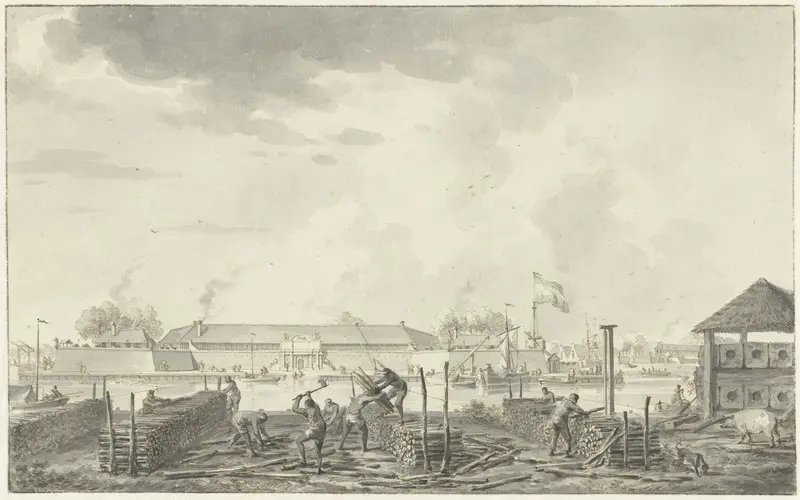 Het kasteel te Batavia, gezien vanaf de Houtkrap Wall Art by Hendrik Kobell - High-Resolution Digital Print