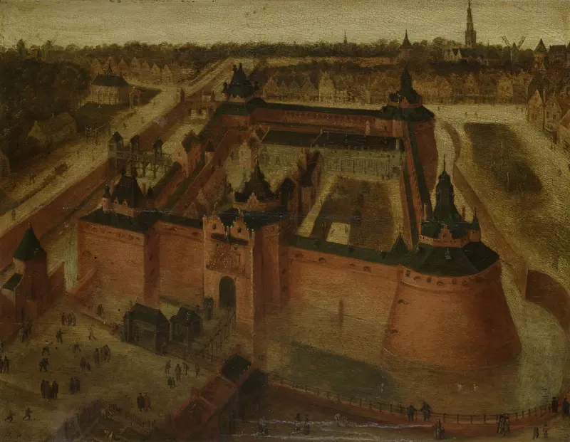 Het kasteel Vredenburch te Utrecht in vogelvlucht Wall Art by anonymous - High-Resolution Digital Print
