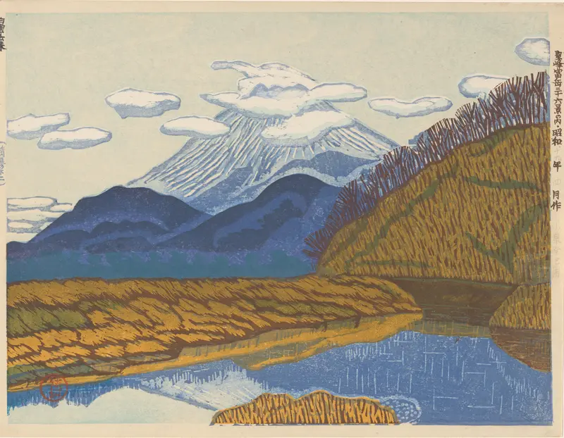 Het komen en gaan van witte wolken (Toegewijde Fuji) Wall Art by Koizumi Kishio - High-Resolution Digital Print