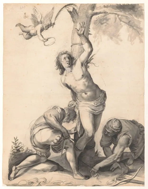 Het martelaarschap van de Heilige Sebastiaan Wall Art by Moses ter Borch - High-Resolution Digital Print