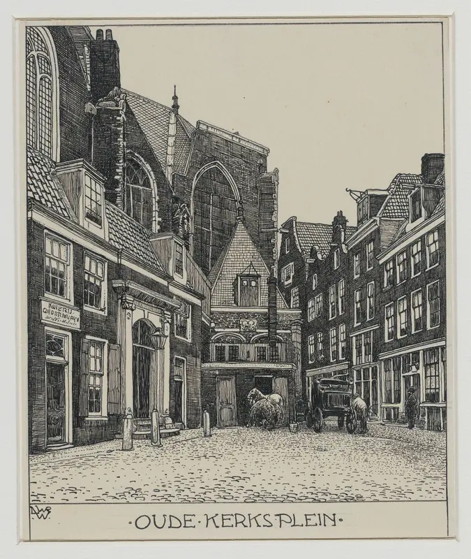 Het Oude Kerks Plein te Amsterdam Wall Art by Willem Wenckebach - High-Resolution Digital Print