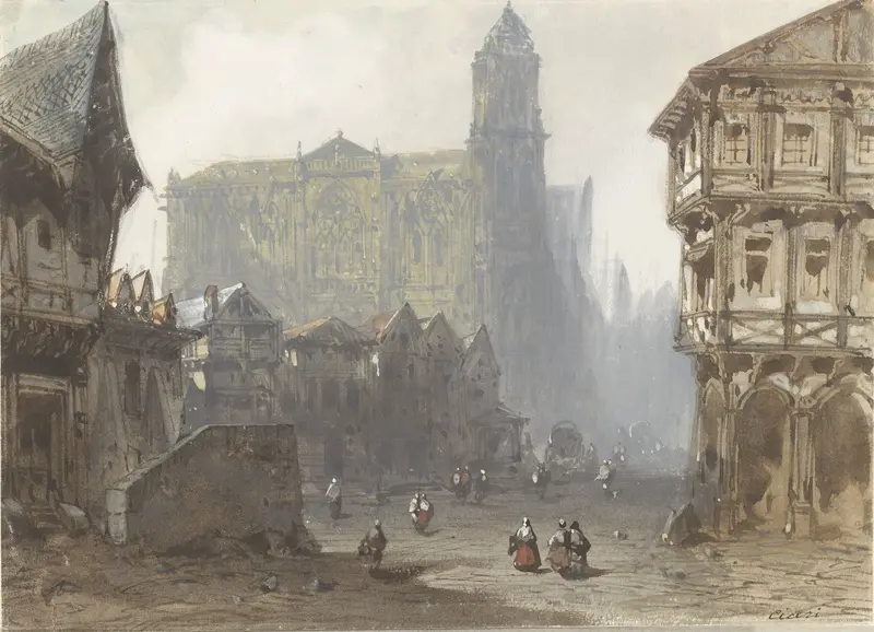 Het Oude Marktplein te Rouen Wall Art by Unknown - High-Resolution Digital Print