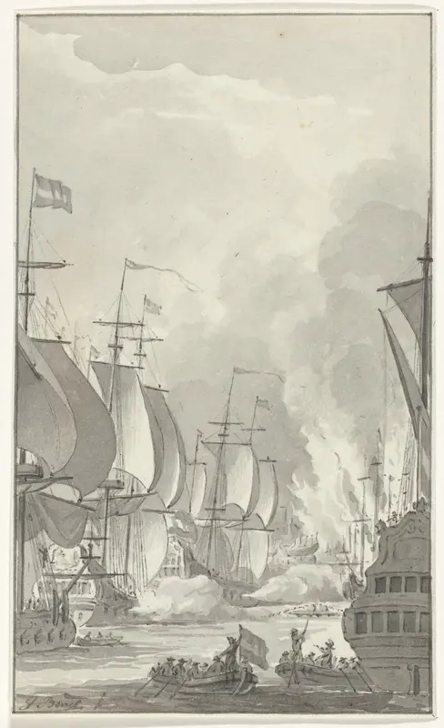 Het overvaren van de ketting in de Medway, 1667 Wall Art by Unknown - High-Resolution Digital Print