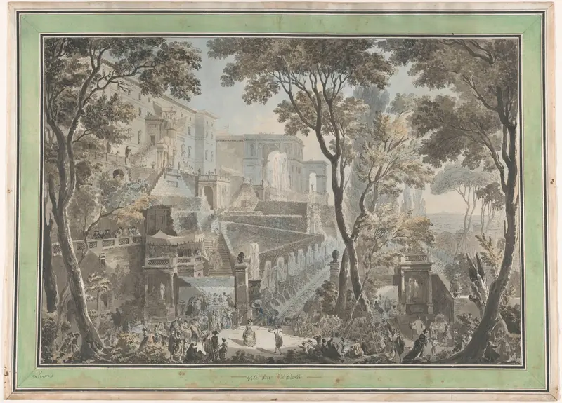 Het paleis van de Villa d’Este, gezien vanaf de Fontana dell’Ovato Wall Art by Francesco Piranesi - High-Resolution Digital Print