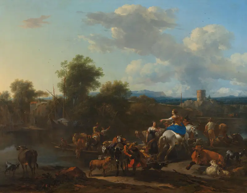 Het ponteveer Wall Art by Nicolaes Pietersz Berchem - High-Resolution Digital Print