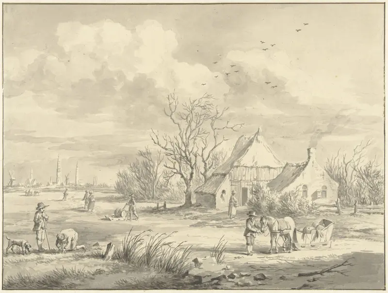 Het Porenhuis met in de verte de stad Groningen Wall Art by Egbert van Marum - High-Resolution Digital Print