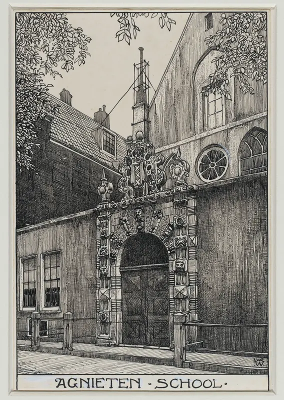 Het portaal van de Agnietenschool aan de Oudezijds Voorburgwal te Amsterdam Wall Art by Willem Wenckebach - High-Resolution Digital Print