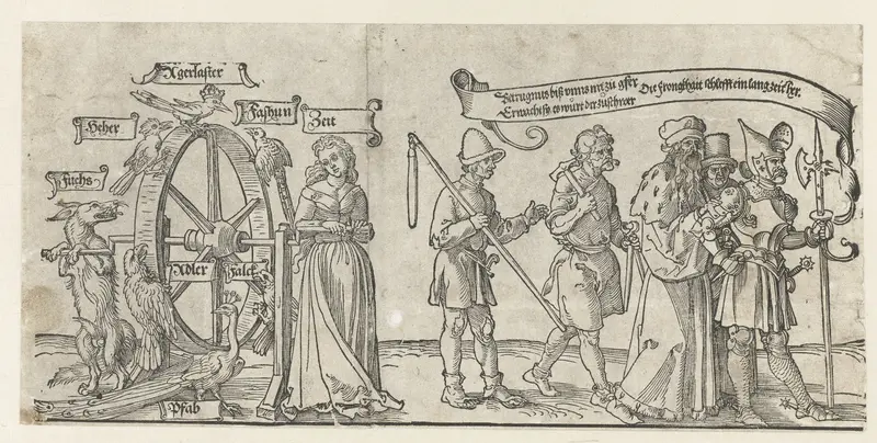Het rad van fortuin; de vijf standen Wall Art by Unknown - High-Resolution Digital Print