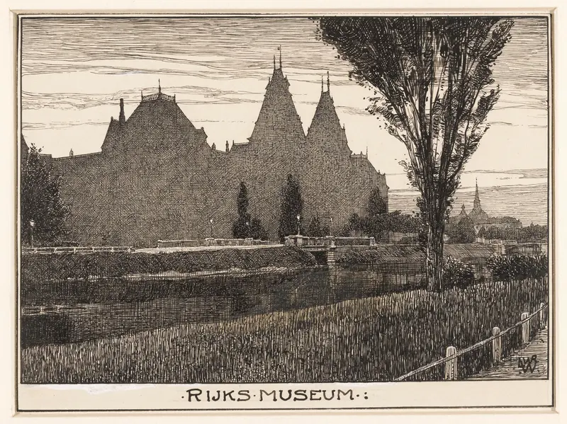 Het Rijksmuseum te Amsterdam, vanaf de Stadhouderskade gezien Wall Art by Willem Wenckebach - High-Resolution Digital Print