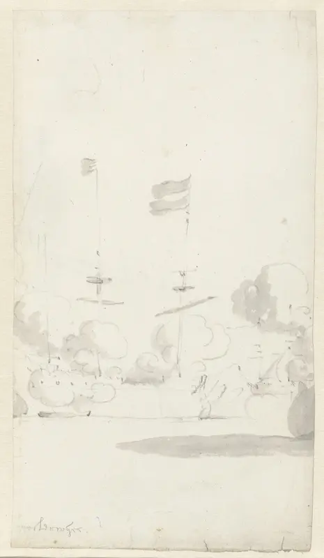 Het schip Oosterwijk tijdens de de slag bij Lowestoft op 13 Juni 1665 Wall Art by Willem van de Velde (II) - High-Resolution Digital Print