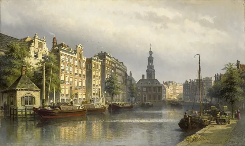 Het Singel te Amsterdam naar de Munt gezien Wall Art by Eduard Alexander Hilverdink - High-Resolution Digital Print