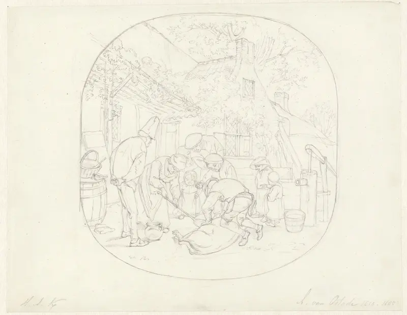 Het slachten van een varken Wall Art by Hendrik Abraham Klinkhamer - High-Resolution Digital Print