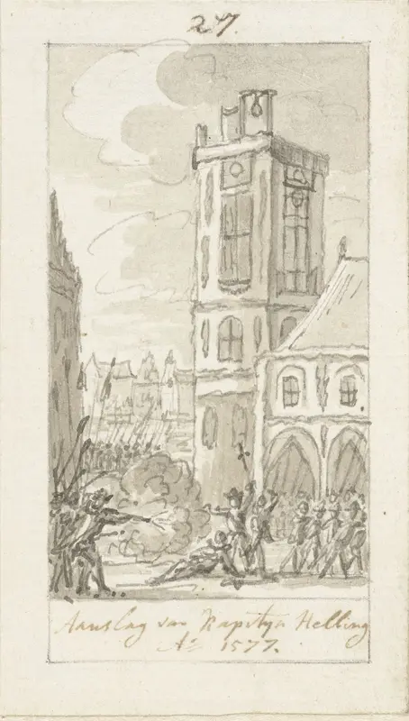 Het sneuvelen van Kapitein Herman van der Helling, 23 november 1577 Wall Art by Simon Fokke - High-Resolution Digital Print