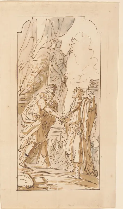 Het verbond van Romulus en Titus Tatius, koning der Sabijnen Wall Art by Elias van Nijmegen - High-Resolution Digital Print