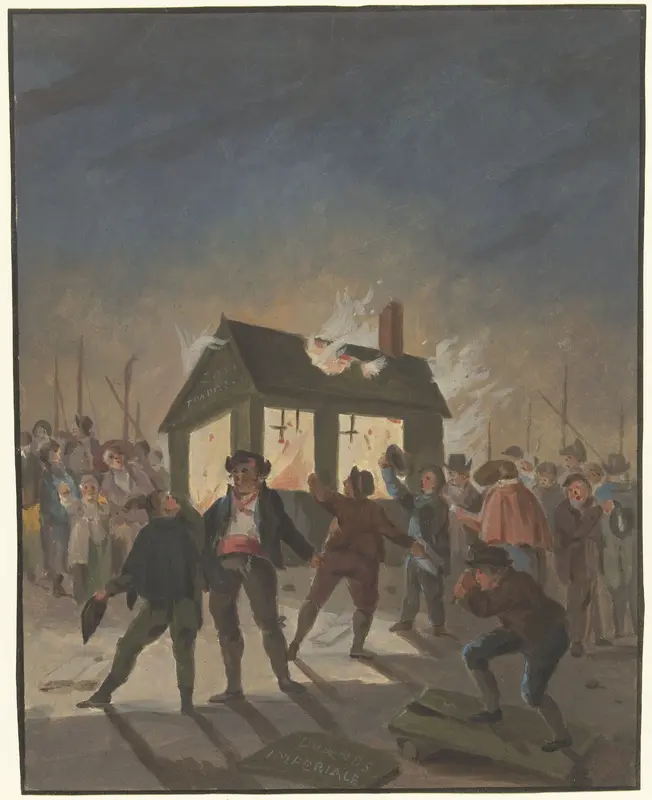 Het verbranden van de douanehuisjes in Amsterdam op 15 november 1813 Wall Art by anonymous - High-Resolution Digital Print