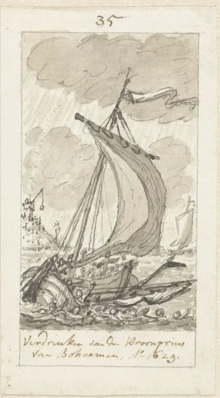 Het verdrinken van de kroonprins van Bohemen in de Holle Sloot op het IJ voor Amsterdam, 17 januari 1629 Wall Art by Simon Fokke - High-Resolution Digital Print