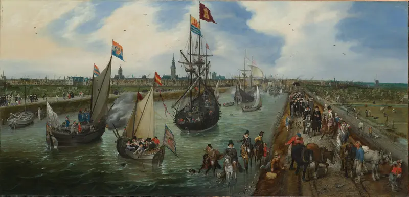 Het vertrek van een hoogwaardigheidsbekleder uit Middelburg Wall Art by Adriaen Pietersz van de Venne - High-Resolution Digital Print
