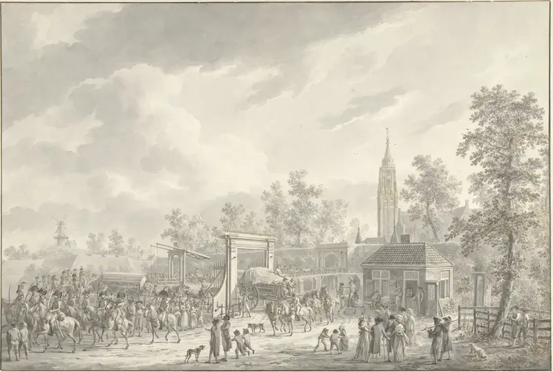 Het vertrek van het garnizoen van Amersfoort in 1790 Wall Art by Unknown - High-Resolution Digital Print