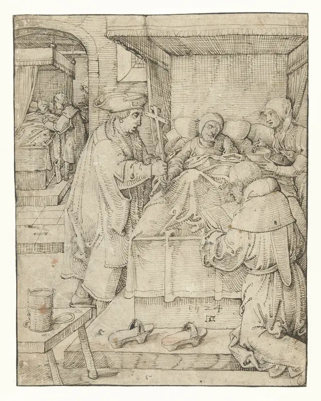 Het verzorgen van de zieken Wall Art by Pieter Cornelisz. genaamd Kunst - High-Resolution Digital Print