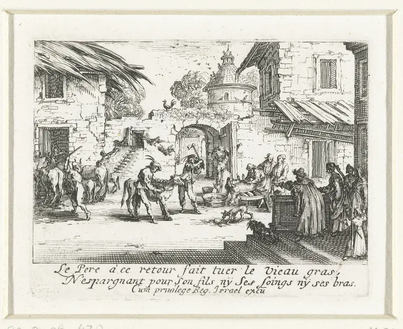 Het vetgemeste kalf wordt geslacht Wall Art by Jacques Callot - High-Resolution Digital Print