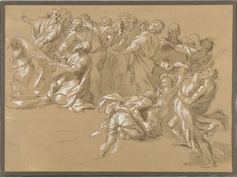 Het vinden van de beker in Benjamins zak (?) Wall Art by Giacinto Gimignani - High-Resolution Digital Print