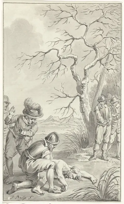 Het vinden van het lijk van Karel de Stoute in een moeras, vastgevroren aan het ijs, 5 januari 1477 Wall Art by Unknown - High-Resolution Digital Print