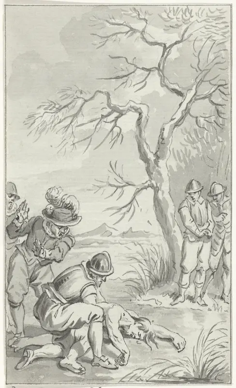 Het vinden van het lijk van Karel de Stoute in een moeras, vastgevroren aan het ijs, 5 januari 1477 Wall Art by Jacobus Buys - High-Resolution Digital Print