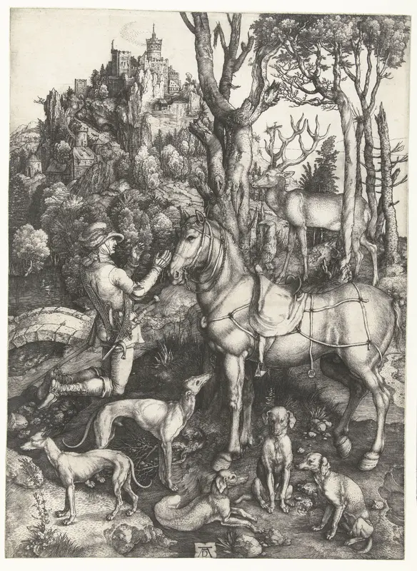 Het visioen van Sint-Eustachius Wall Art by Unknown - High-Resolution Digital Print