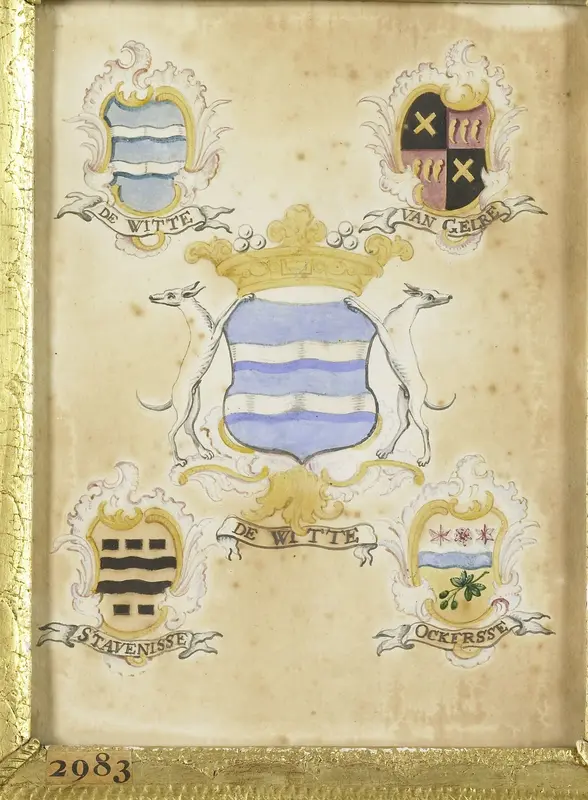 Het wapen van Anna Jacoba de Witte, echtgenote van Jacob Verheye van Citters, met de wapens van haar vier grootouders Wall Art by anonymous - High-Resolution Digital Print
