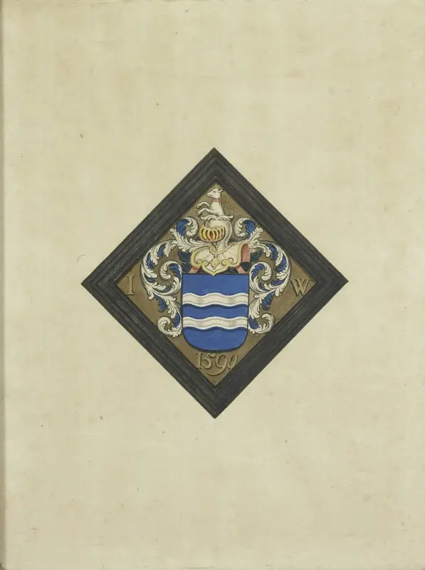 Het wapen van de familie de Witte, naar een ruitvormig rouwbord met de initialen I W aan weerskanten van het schild en het jaartal 1590 Wall Art by anonymous - High-Resolution Digital Print