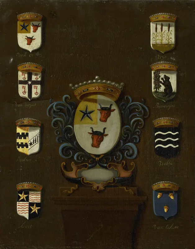 Het wapen van Sara van Os, echtgenote van Jan van Reyersbergh, met haar acht kwartieren Wall Art by anonymous - High-Resolution Digital Print