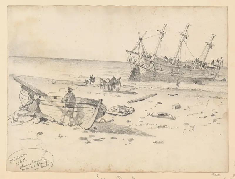 Het wrak van het schip Reliance voor de Franse kust Wall Art by Willem Anthonie van Deventer - High-Resolution Digital Print